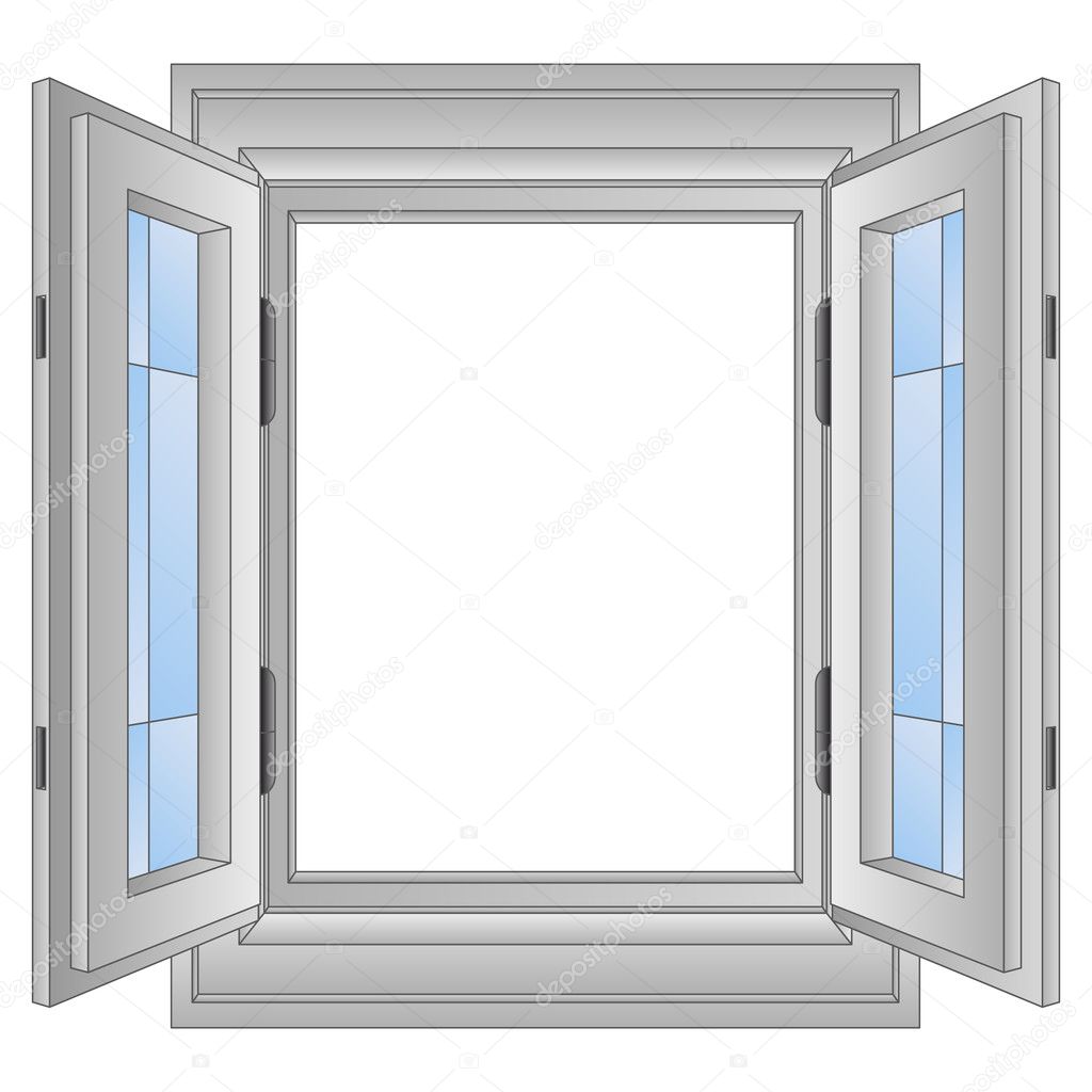 isolated open golden window frame vector