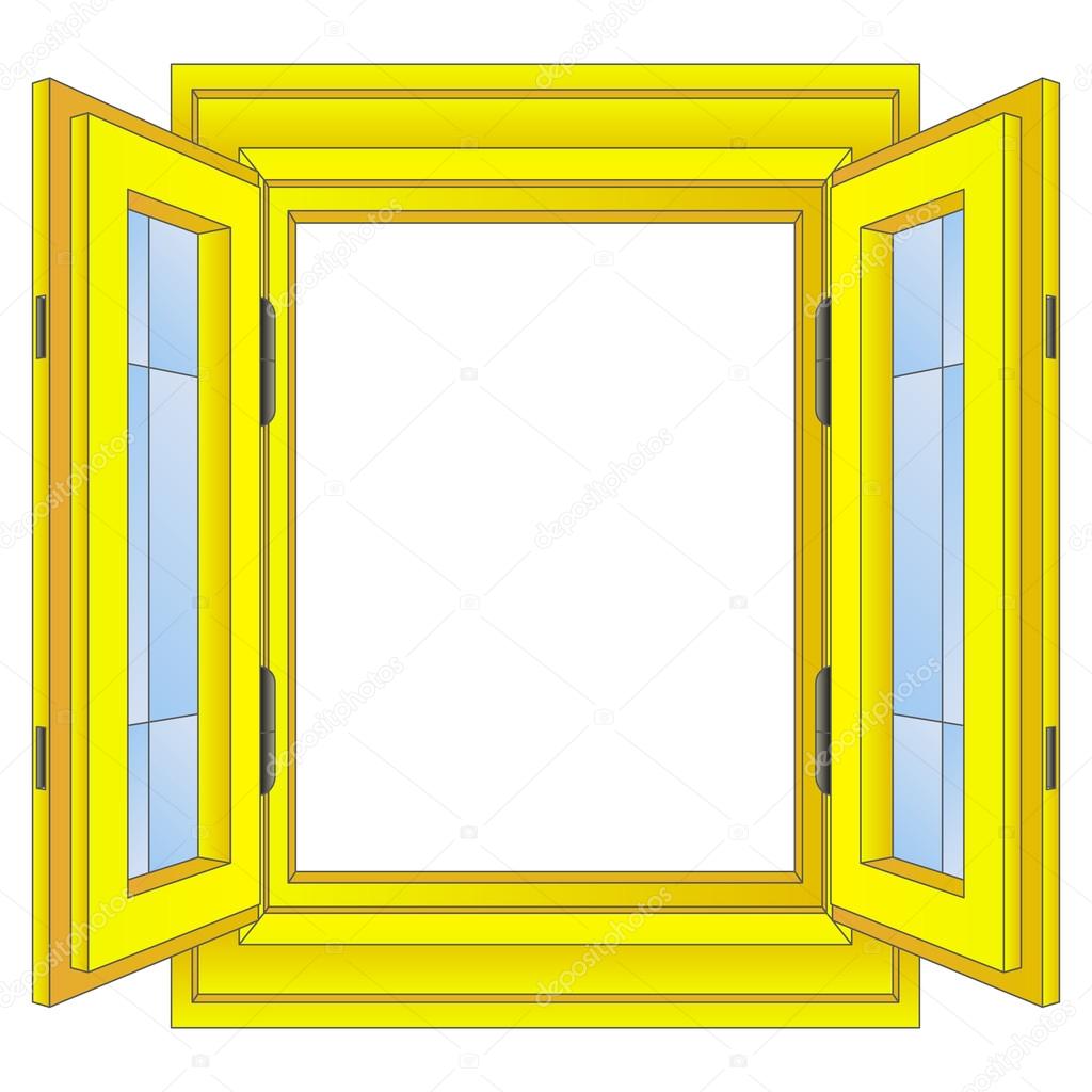 Isolated open golden window frame vector Stock Vector Image by ©Adikk