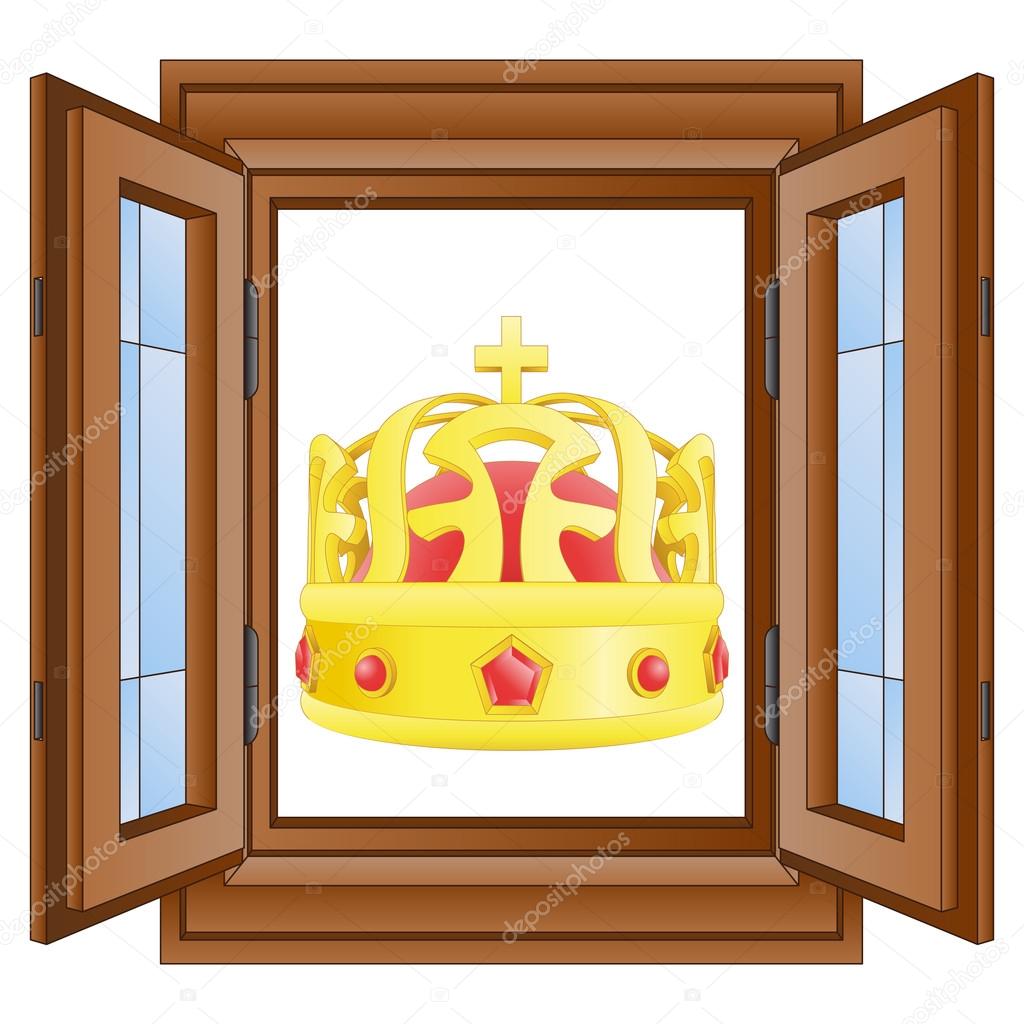 kings royal crown in window wooded frame vector