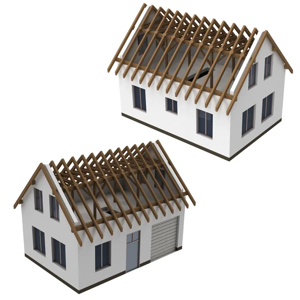 Geïsoleerde twee dak bouw schema weergaven pack — Stockfoto