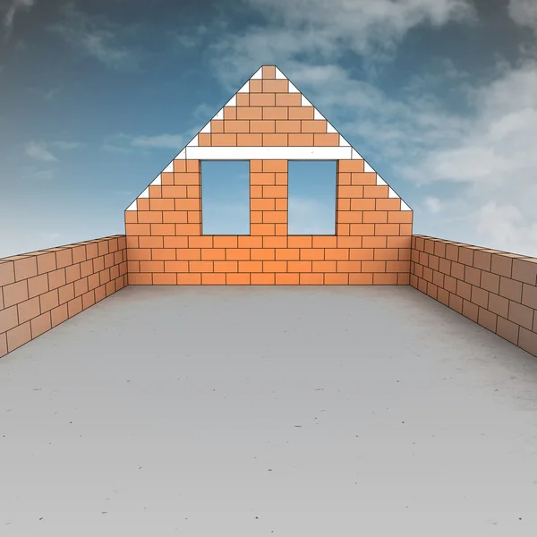 Dachgeschoss Haus im Bau mit Himmel — Stockfoto