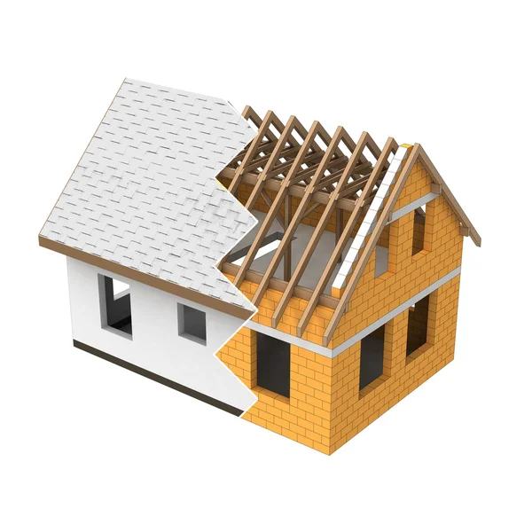 Isolated house structural zigzag transition — Stock Photo, Image