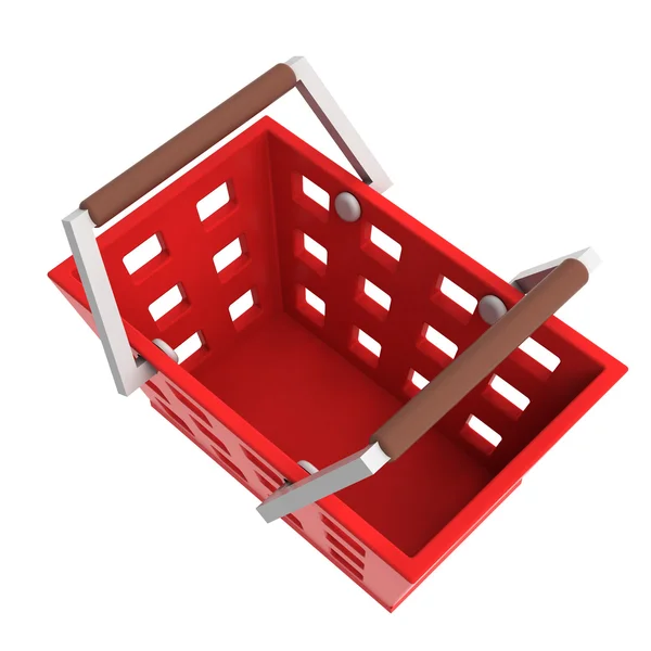 Cesta de compras vermelho vista superior isolado — Fotografia de Stock