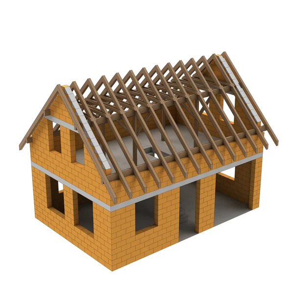 Novo esquema de construção de casas estruturais em madeira — Fotografia de Stock
