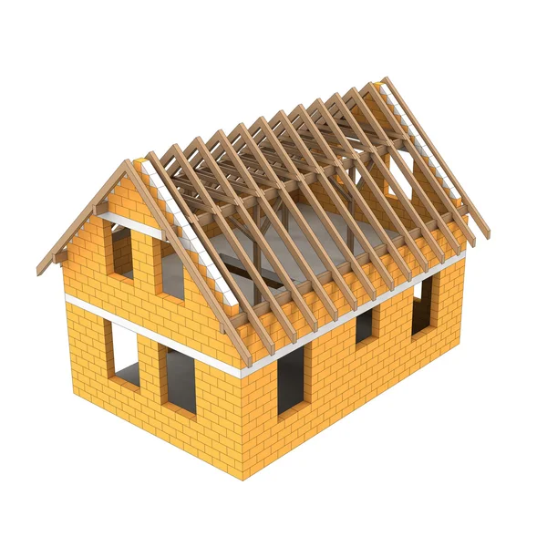 Timbered construction structural house detail — Stock Photo, Image