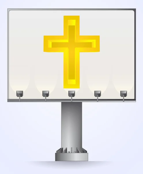 Croix religieuse sur le vecteur de construction de panneau d'affichage — Image vectorielle