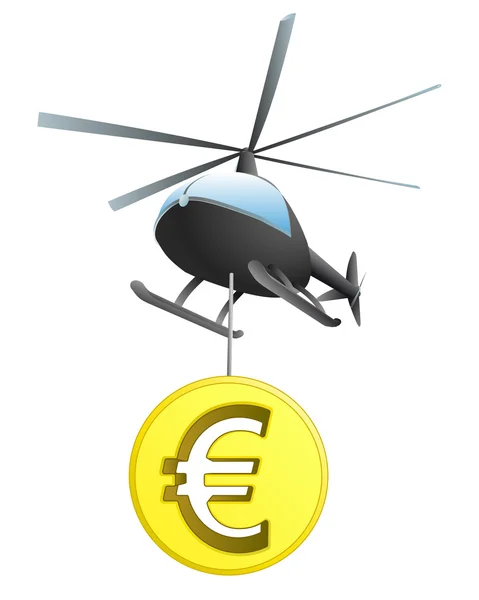 Euro aislado moneda helicóptero transporte vector — Vector de stock