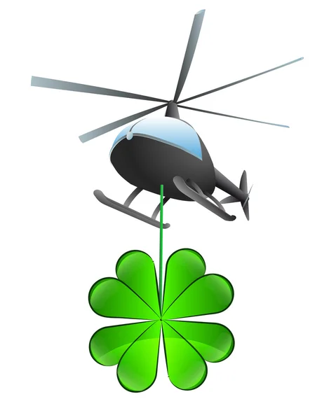 Aislado trébol felicidad helicóptero transporte vector — Vector de stock