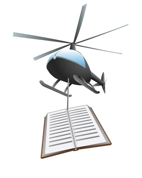 Isolated opened book helicopter transport vector — Stock Vector