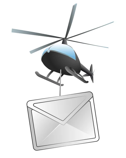 Vettore di trasporto elicottero messaggio lettera isolato — Vettoriale Stock