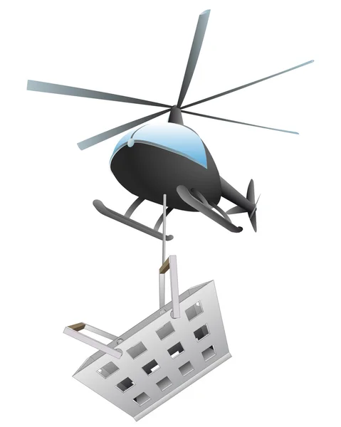 Geïsoleerde winkelen mand helikopter vervoer vector — Stockvector