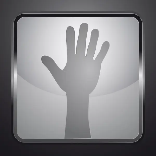 Human hand silver square button vector — Wektor stockowy