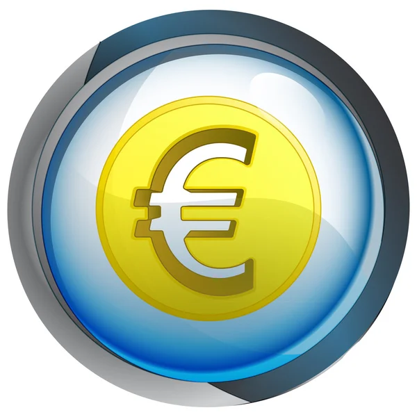 Isolated blue circle button with euro coin vector — Stock Vector