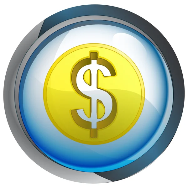 Isolated blue circle button with dollar coin vector — Wektor stockowy