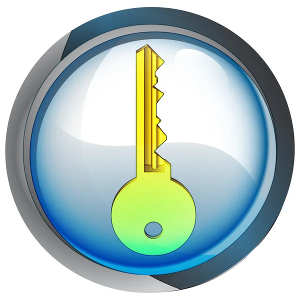 Botón de círculo azul aislado con vector clave — Vector de stock