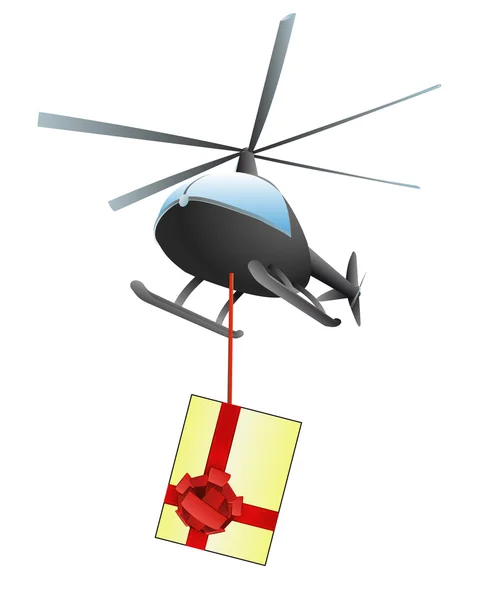 Vetor de transporte de helicóptero de presente de férias isolado — Vetor de Stock