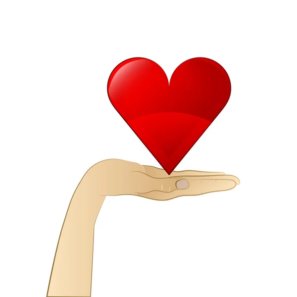 Coeur d'amour sur le vecteur de la paume humaine — Image vectorielle