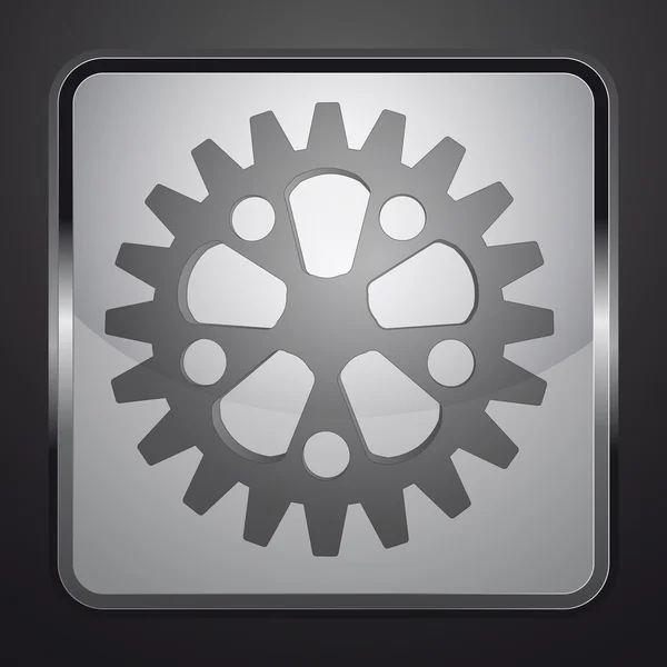 Acier engrenage carré bouton vecteur — Image vectorielle