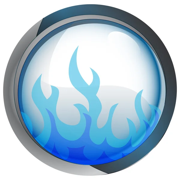 Isolierter blauer Kreis-Knopf mit Flammenvektor — Stockvektor