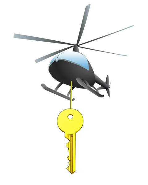 Isolated golden key helicopter transport vector — Stock Vector