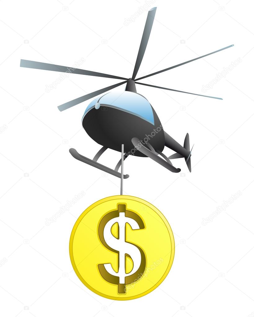 isolated dollar coin helicopter transport vector