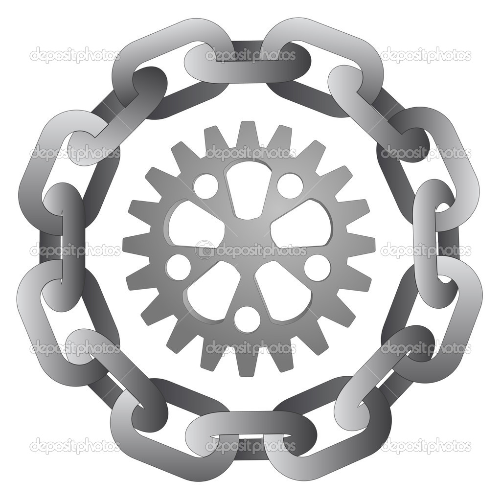 cogwheel in strong steel circle chain vector