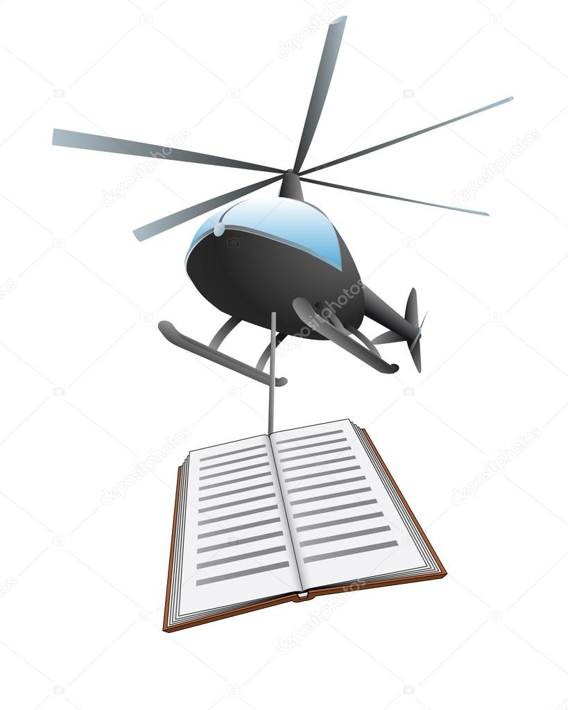 isolated opened book helicopter transport vector