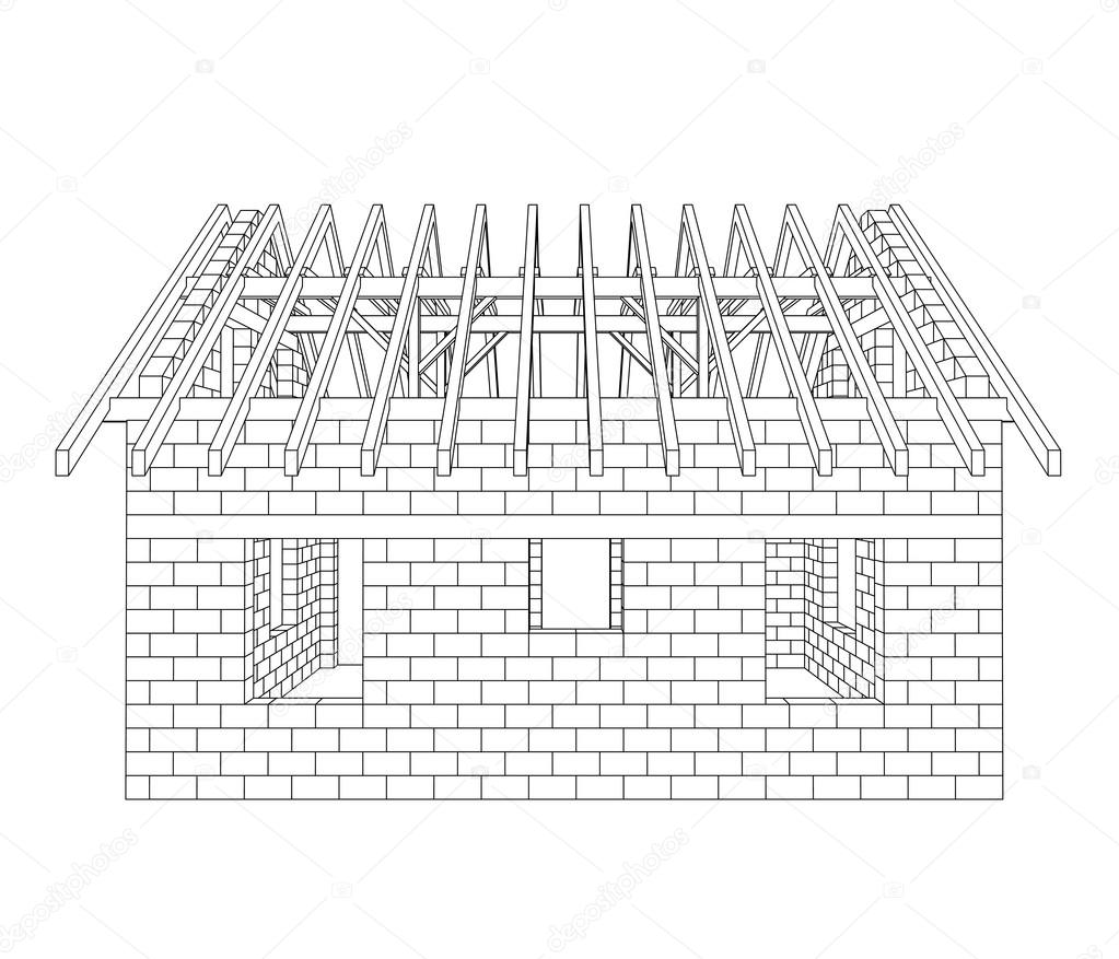 house construction line drawing vector