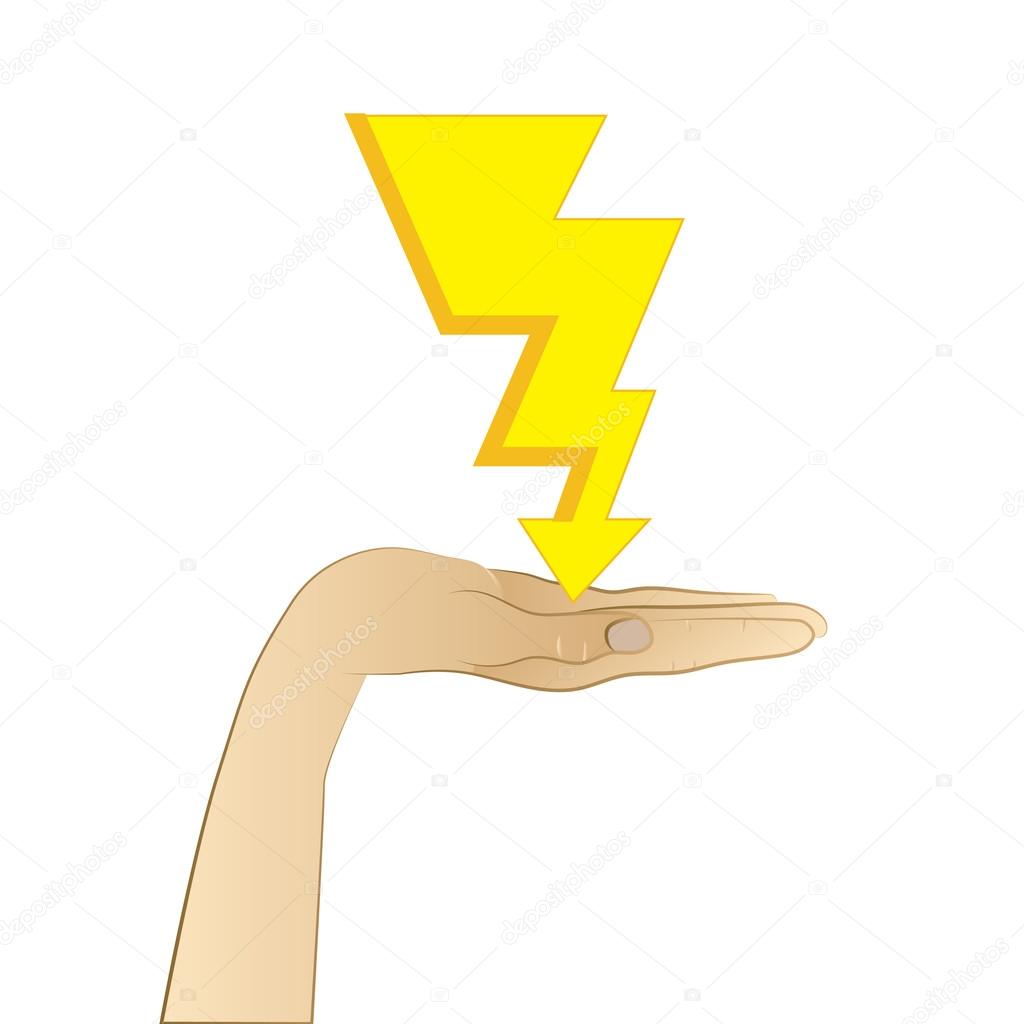 lightning strikes to open palm vector