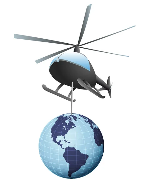 Izolované Amerika zeměkoule vrtulník dopravní vektor — Stockový vektor