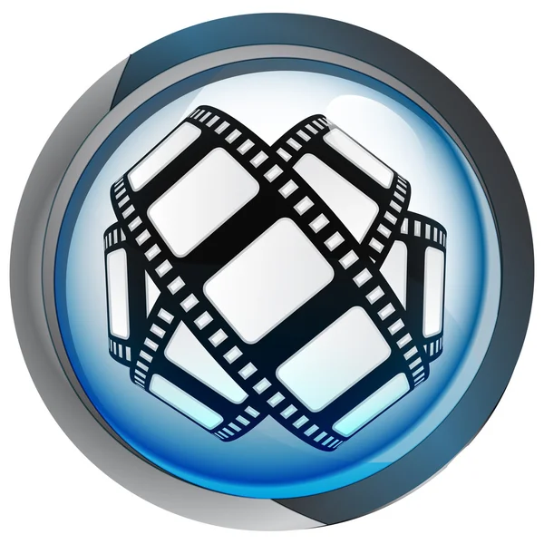 Bouton cercle bleu isolé avec vecteur de bande de film — Image vectorielle
