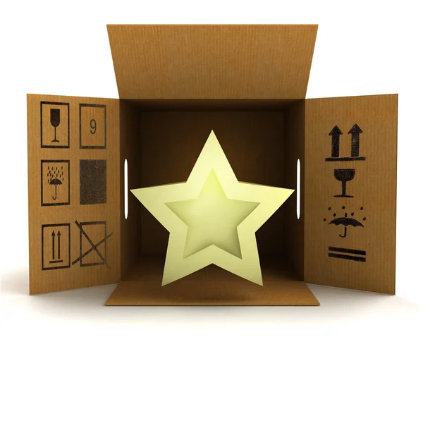 Golden holiday star product delivery — Stock Photo, Image