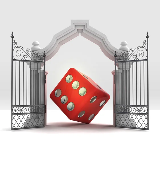 Divine dice luck in heavenly gate — Stock Photo, Image