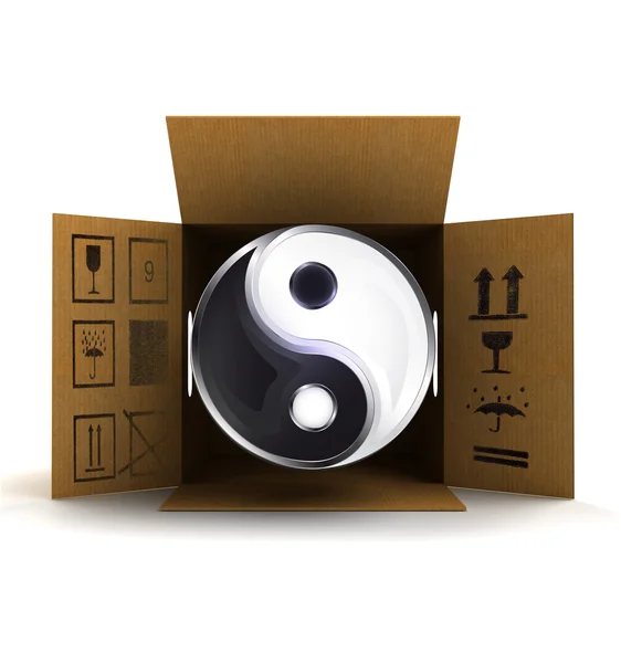 Yin und Yang Harmonie bei der Paketzustellung — Stockfoto