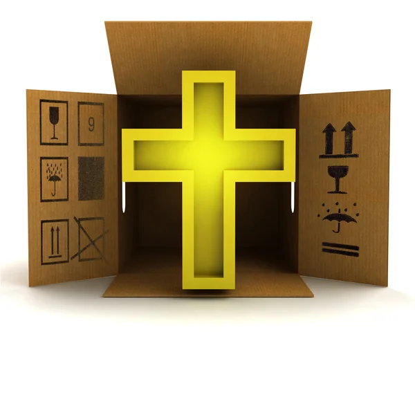 Oro religioso cruz producto entrega —  Fotos de Stock