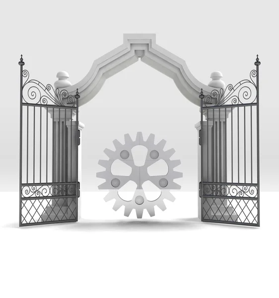 Divine machinery part in heavenly gate — Stock Photo, Image