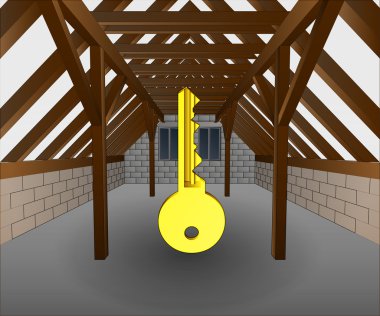 attic under construction with key vector clipart