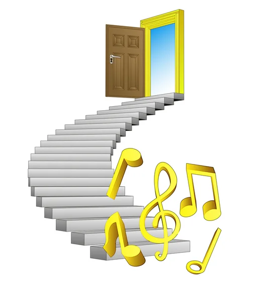 螺旋楼梯通往音乐天堂矢量 — 图库矢量图片