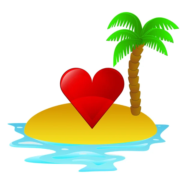 Isla tropical solitaria con vector concepto de amor de verano — Vector de stock