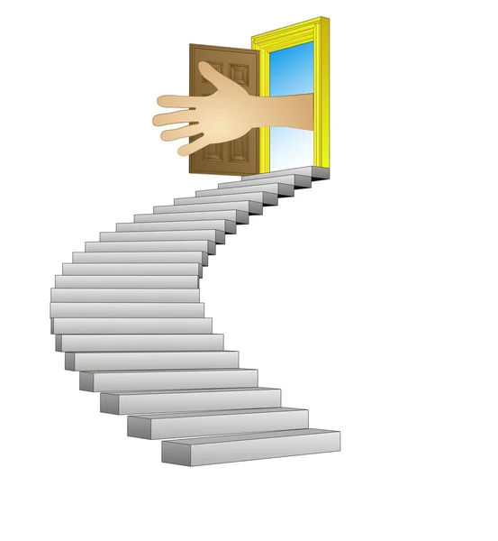 螺旋楼梯通往人类帮助概念向量 — 图库矢量图片