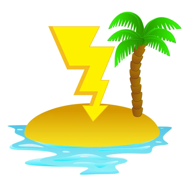 Lonely tropical island with thinder bolt concept vector — Stock Vector