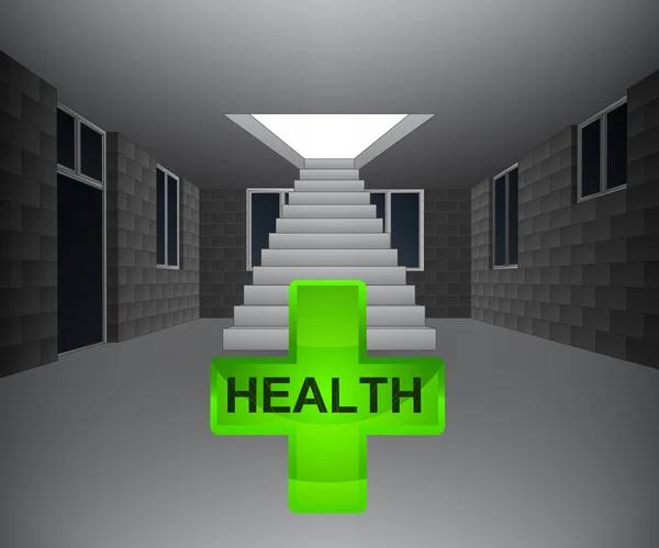 Wnętrze ikoną zdrowia przed schodami wektor — Wektor stockowy