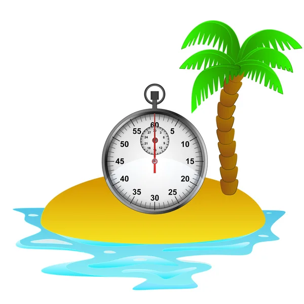 Lonely tropical island with stopwatch concept vector — Stock Vector