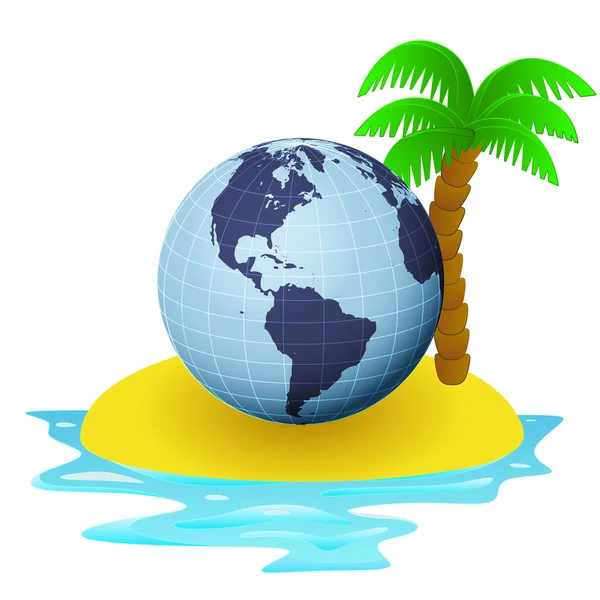 Isla tropical solitaria en teritorio americano concepto vector — Vector de stock