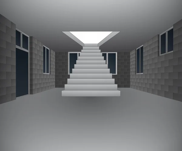 Interior de la casa en construcción con vector de escalera — Archivo Imágenes Vectoriales