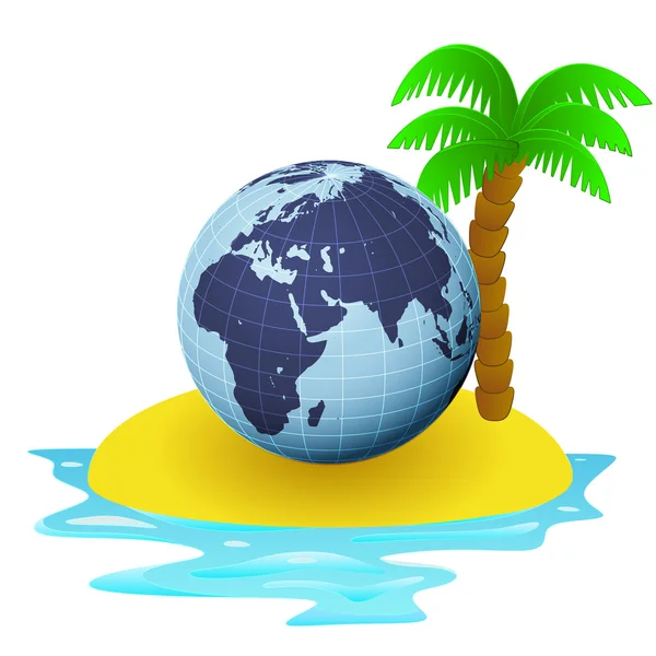 Isla tropical solitaria en teritorio europeo concepto vector — Vector de stock