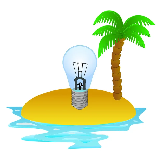 Vektör yaz fikir kavramı ile yalnız tropik ada — Stok Vektör
