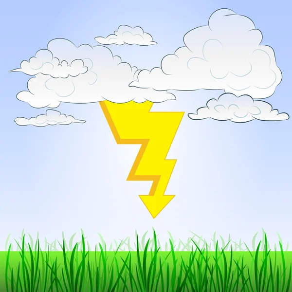 grassy landscape with summer thunderstorm and sky vector