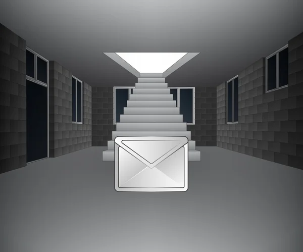Intérieur de la maison avec enveloppe devant l'escalier vecteur — Image vectorielle