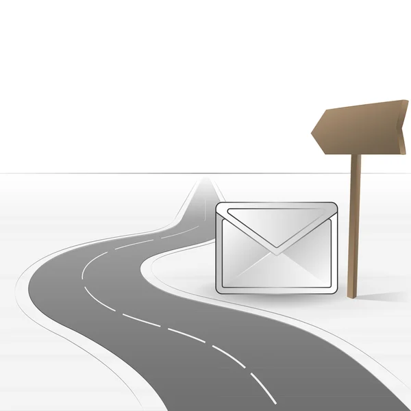 Estrada que conduz ao correio com vetor de mensagem — Vetor de Stock